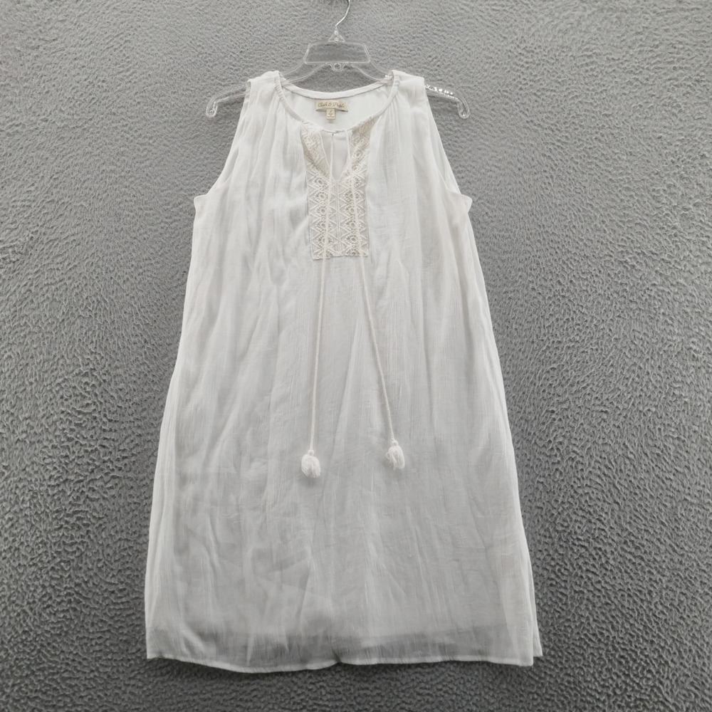 Cloth & People Gauze Sleeveless Sheath Dress Large White Womens Lace Beachy Boho